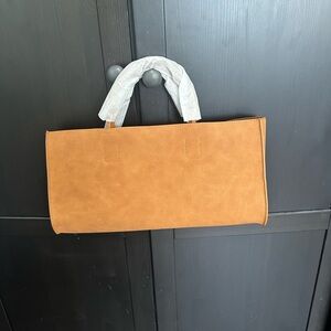 Suede handbag in camel brand new